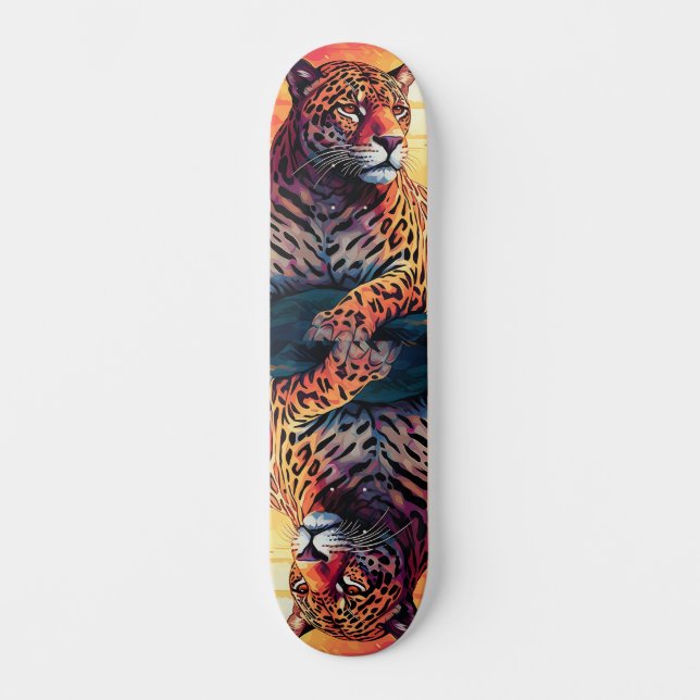 Cool Mirror Image Tropical Tiger Skateboard (Recto)