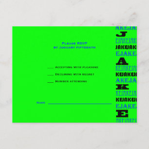 Cool moderne Bar Mitzvah RSVP noir bleu