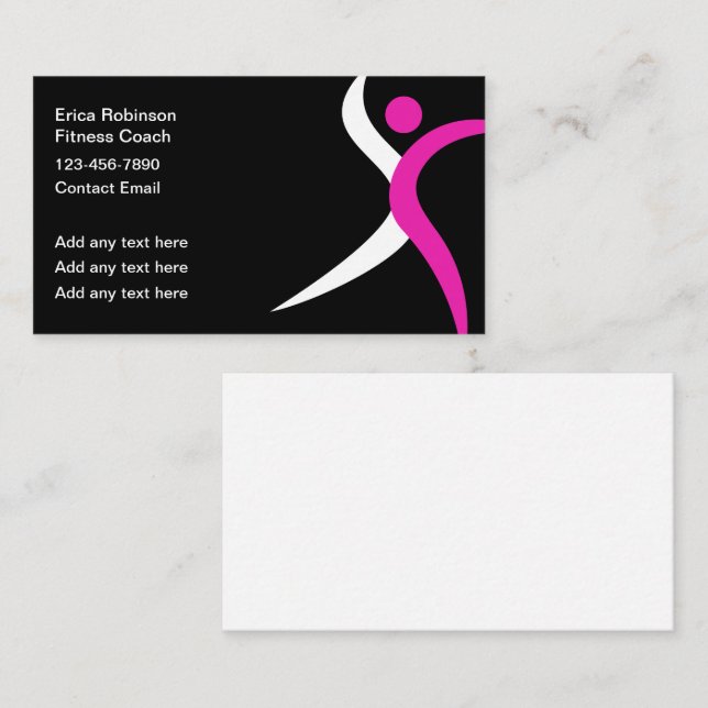 Cool Moderne Fitness Coach Cartes de visite (Devant / Derrière)