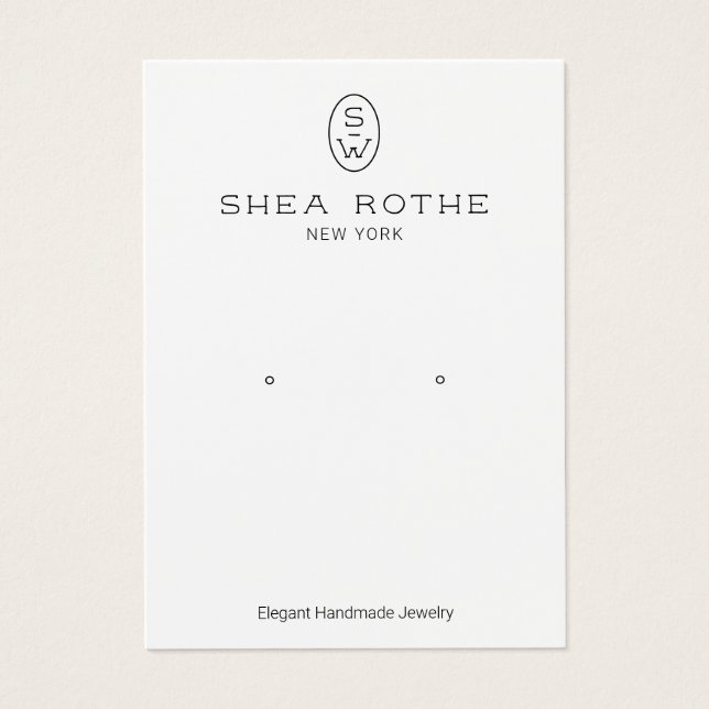 Cool moderne Monogramme blanc Écouter carte d'affi (Devant)