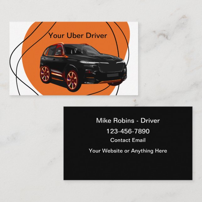 Cool moderne Uber Driver Carte de visite Design (Devant / Derrière)
