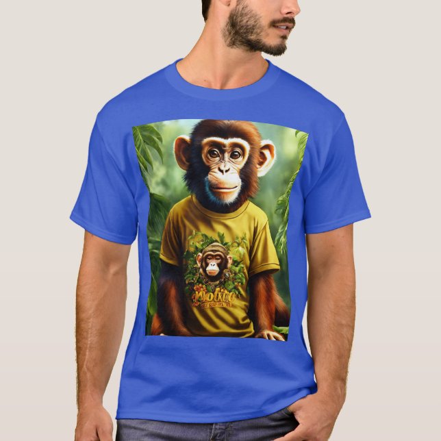 Cool Monkey Art Men’s T-Shirt | Trendy Blue Graphi (Devant)