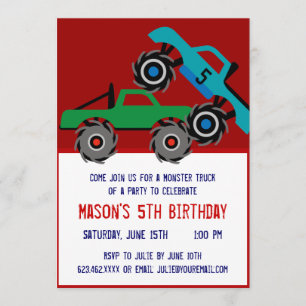 Cool Monster Trucks Invitations de fête d'annivers