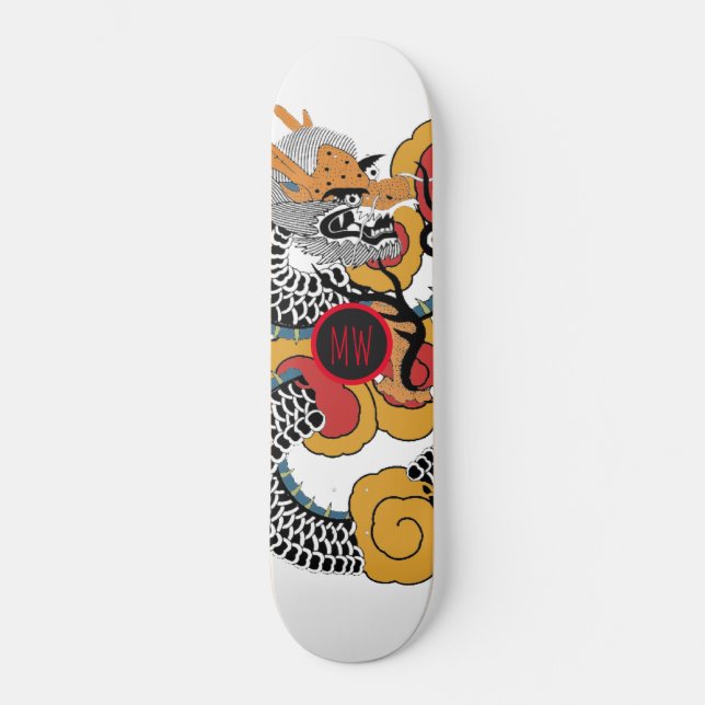 Cool Orange Black Dragon Skateboard (Recto)