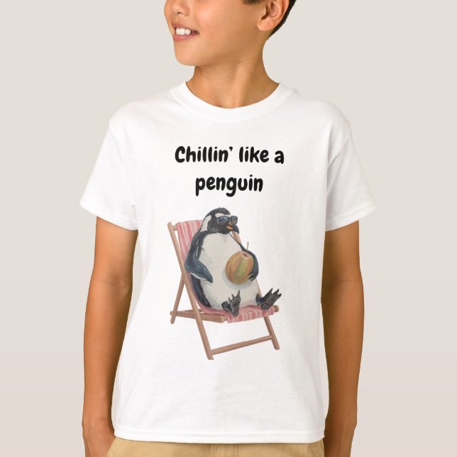 Cool Penguin Kids T-Shirt | Funny Summer Cartoon (Devant)