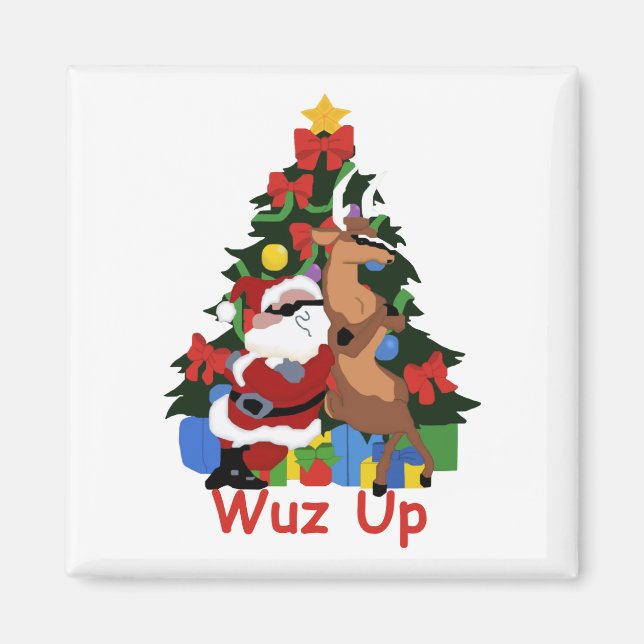 Cool Père Noël et Reindeer Magnet (Devant)