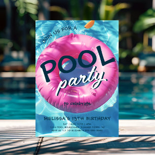 Cool Pool Party Anniversaire Invitation