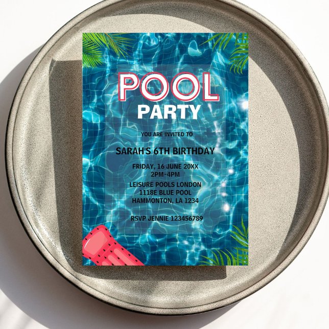 Cool Pool Party | Nage Invitation d'anniversaire (Créateur téléchargé)