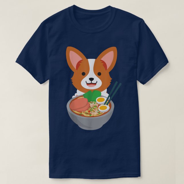 Cool Ramen Tshirt Kawaii Anime Corgi Otaku Japans (Design devant)