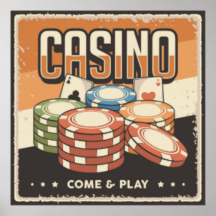 cool retro Amateurs de casino Poster
