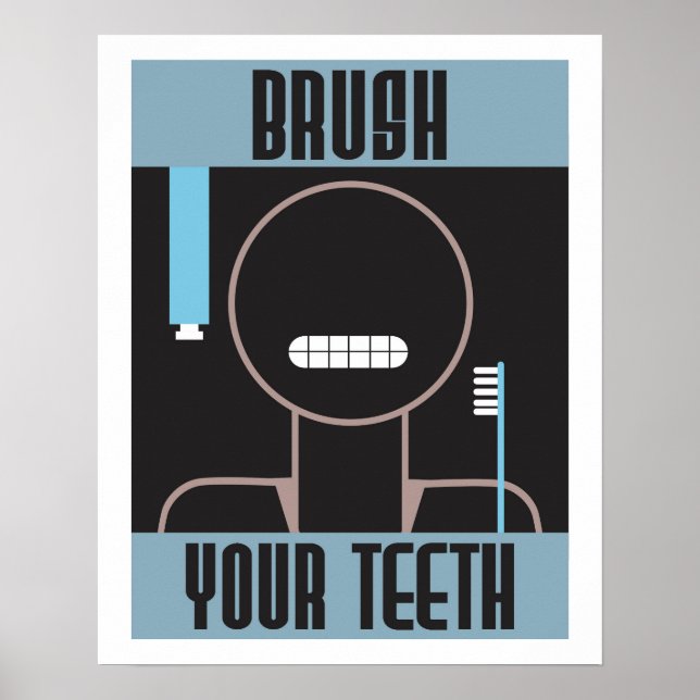 Cool Retro Brush Your Teeth poster (Devant)