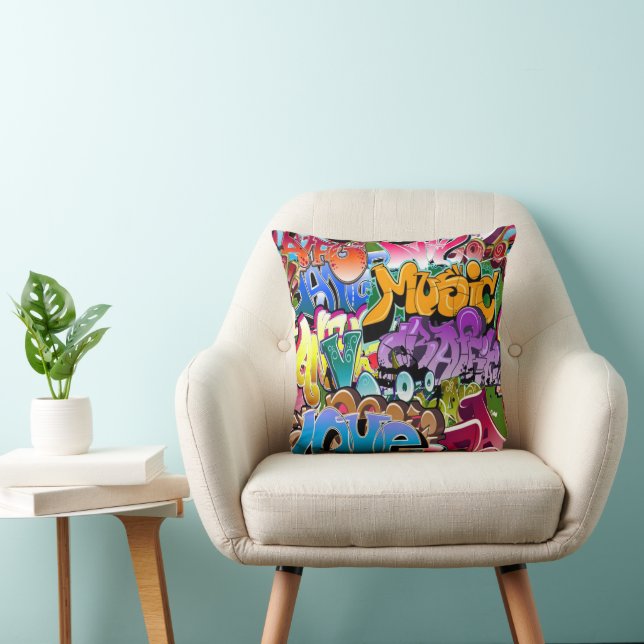 Cool rétro graffiti art maison décoration coussin (Chaise)