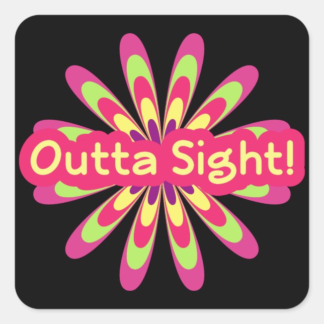 Cool rétro hippie mot de fleur art autocollant (Devant)