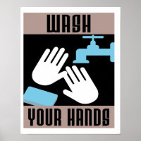 Cool Retro Lavez Vos Mains Poster