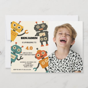 Cool Robot Invitation d'anniversaire avec photo