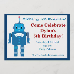 Cool Robot Invitations de fête d'anniversaire