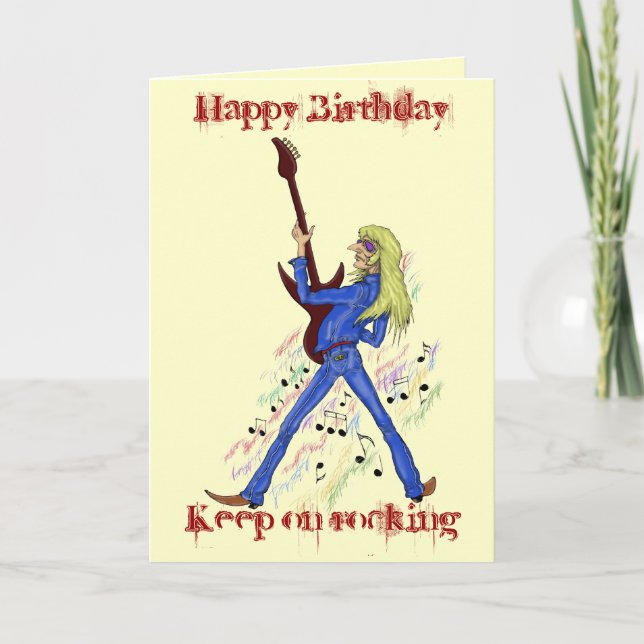Cool rock guitariste Happy Birthday carte design (Devant)
