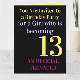 Cool rose jaune 13 Anniversaire Carte d'invitation