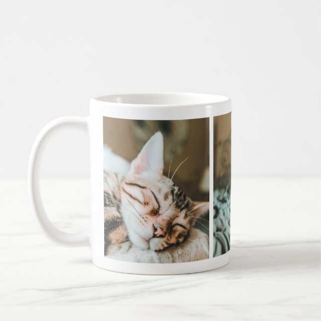 Cool Sleepy Kitty Chat Lovers' Photo Collage Mug (Gauche)
