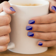 Cool Stripes Marine Blue Minx Nail Art
