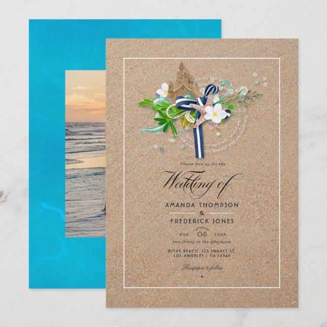 Cool Summer Beach Mariage Photo Invitation (Devant / Derrière)