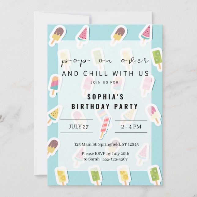 Cool Summer Popsicle Anniversaire Invitation (Devant)