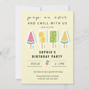 Cool Summer Popsicle Anniversaire Invitation