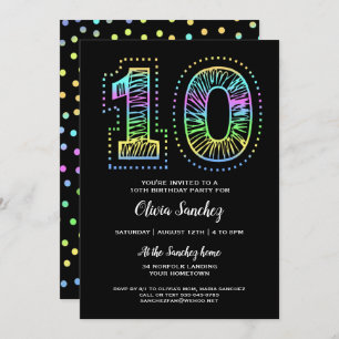 Cool sur Black Fun 10th Birthday Party Invitation