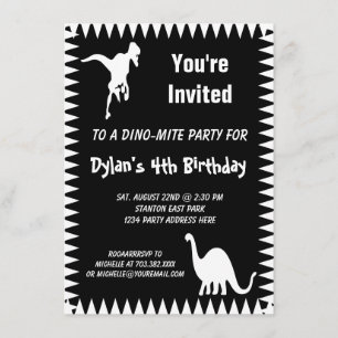 Cool T Rex Dinosaur Invitations de fête d'annivers