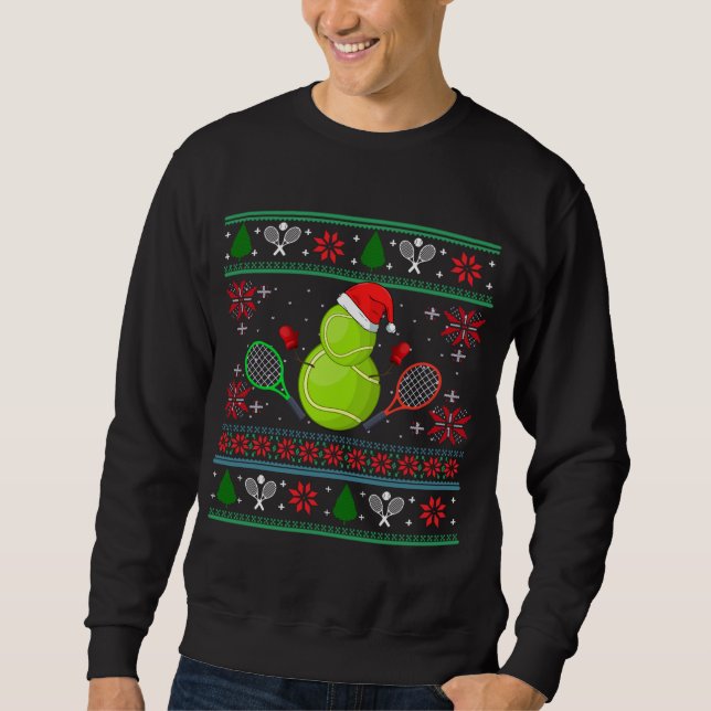 Cool Tennis Santa Hat Vilain Sweat de Noël (Devant)