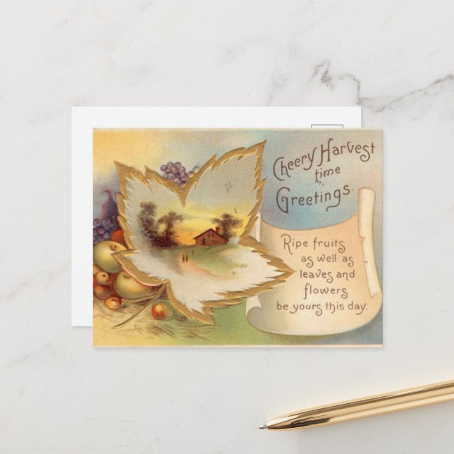 cool Thanksgiving scène vintage Carte postale (Devant/Arrière en situation)