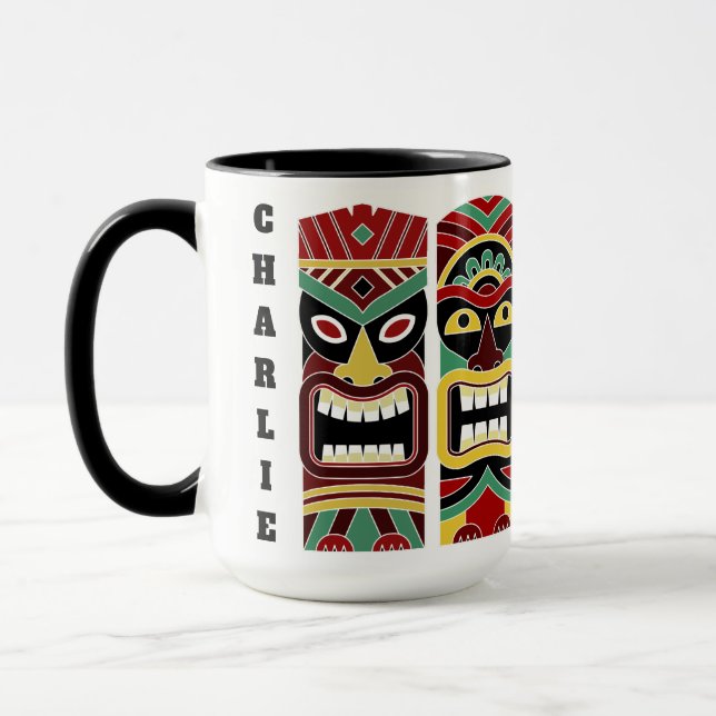 Cool Tiki Totems nom personnalisé tasses (Gauche)