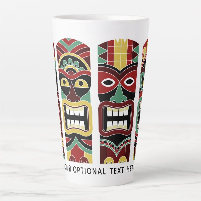 Cool Tiki Totems texte personnalisé Mug latte (Devant)