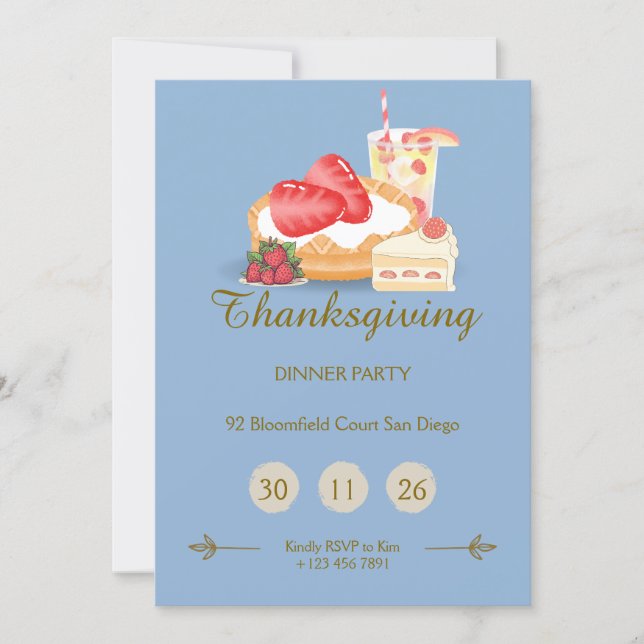 Cool Tone Thanksgiving Invitation | Dinner Party  (Devant)