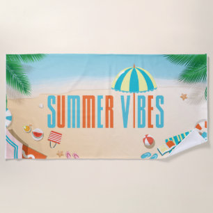 Cool Tropical Summer Vibes Serviette de plage d'ét