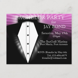 Cool Tuxedo Bachelor Party Cool Invitation