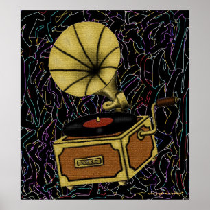Cool vintage gramophone art poster design