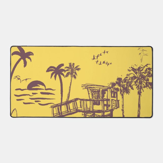 Cool Vintage Jaune Tropical Beach Croquis (Recto)