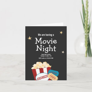 Cool Vintage Movie night Popcorn invitation