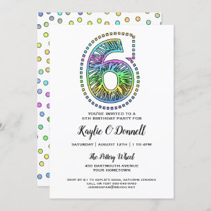 Cool Whimsical Fun 6e anniversaire Fête Invitation