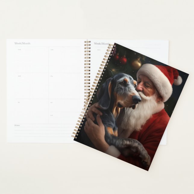 Coonhound Bluetick avec Noël au Père Noël (Devant avec enveloppe)