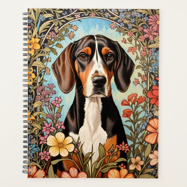 Coonhound Élégant Fleur Coloré (Devant)