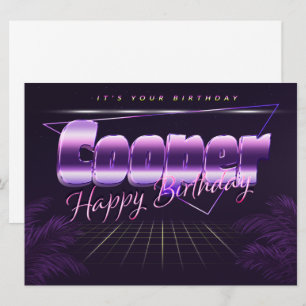 Cooper prénom nom carte rétro lilas anniversaire