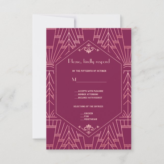 Cooper Rose Great Gatsby 1920 mariage RSVP (Devant)