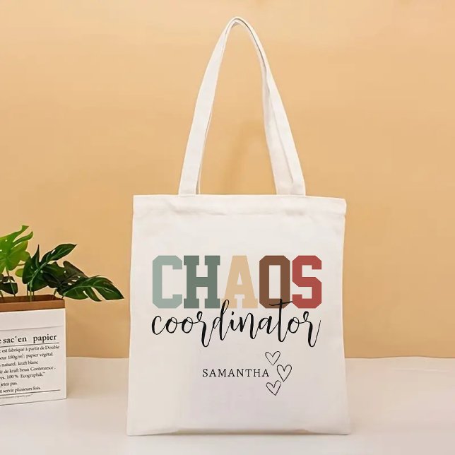 Coordinateur Chaos Personnalisé Sac fourre-tout, M (Gift for teacher, teacher birthday gift, tote bag for teacher, mom gift, chaos coordinator gift)