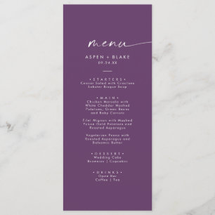 Coordonnée aquarelle moderne Menu Mariage violet