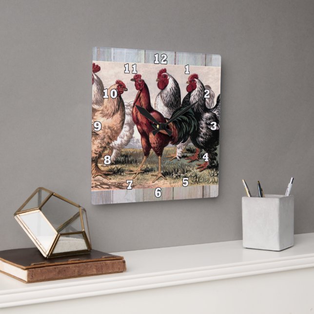 Coosters vintages poulets Pays Horloge de cuisine (Bureau)