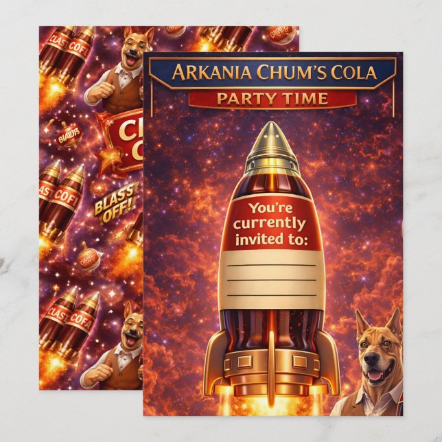 Copains : invitation d'anniversaire de vaisseau sp (Devant / Derrière)