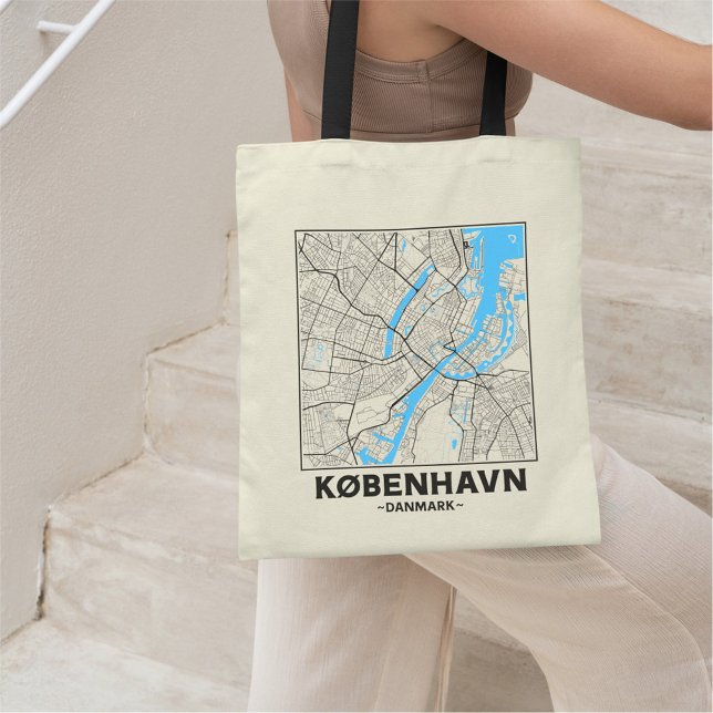 Copenhagen, Denmark, City Map Tote Bag (Créateur téléchargé)