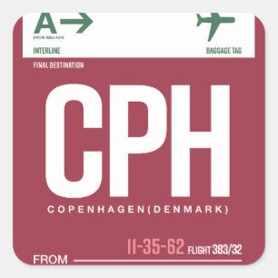 Copenhague - Autocollants carrés de voyage